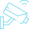 Caméra de Surveillance Sans Fil : Icône Sécurité Bleue Icône bleue de caméra de surveillance sans fil avec signal Wi-Fi et support de fixation murale.